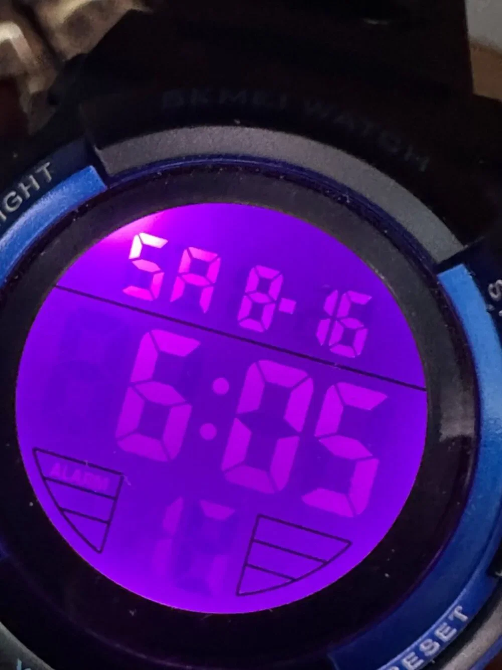 Skmei Digital Watch Men Black Blue Round 43MM Backlight New Battery